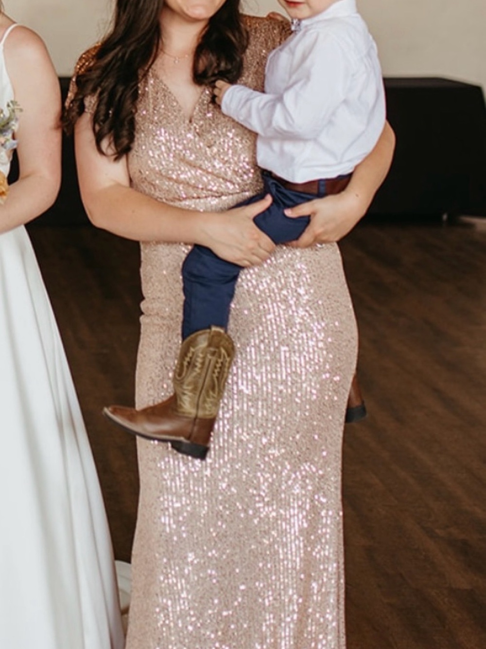 Baltic Born Rose Gold Sequin Maxi Dress